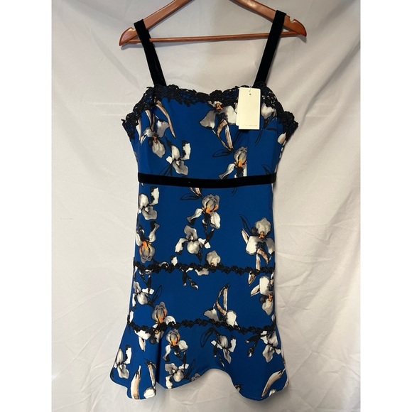 Foxiedox Floral Blue Dress with Black Straps - Picture 1 of 3